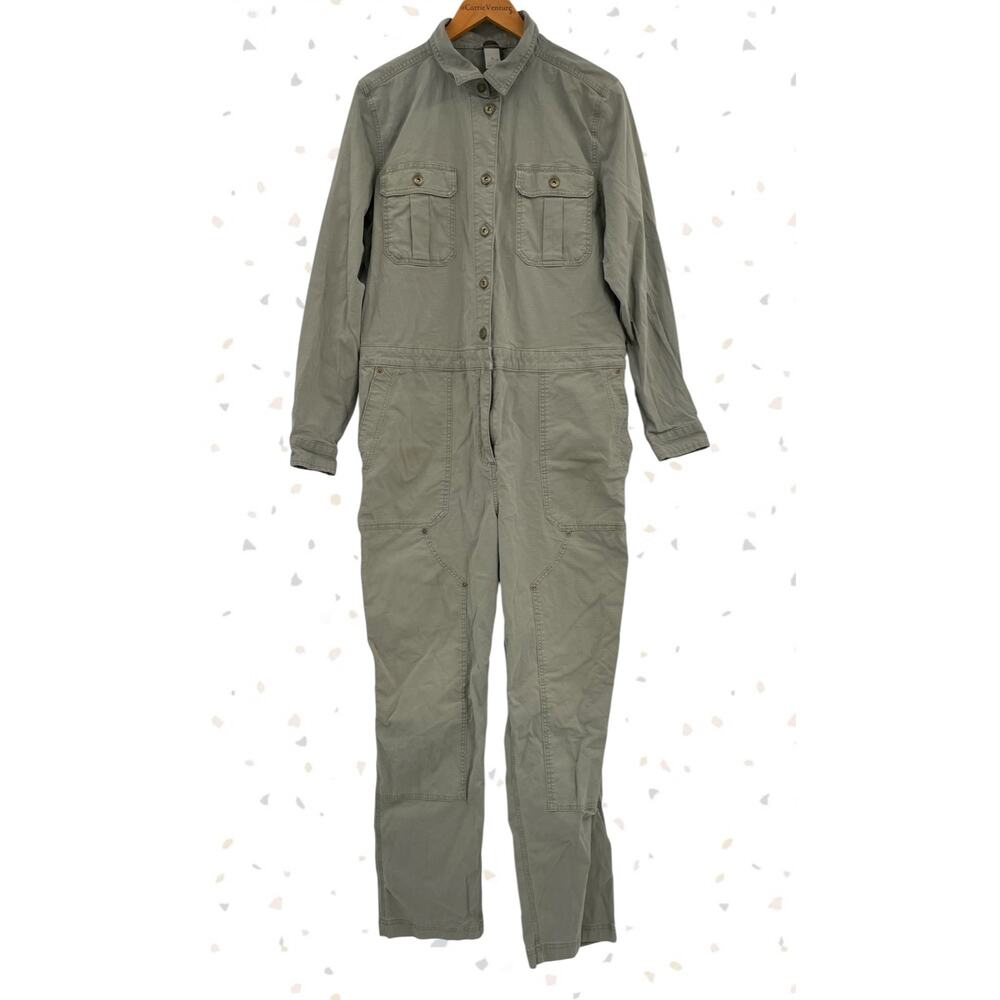 Duluth Trading Green FireHose Coveralls Utility Sage Gray Workwear Brass Size XL